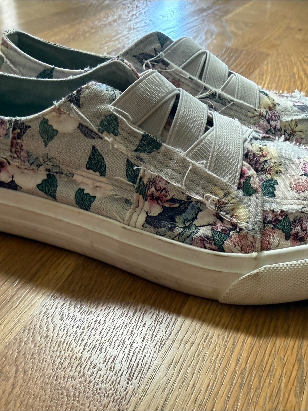 Blowfish Floral Canvas Slip-On Sneakers in Light Pink and Green - Picture 2 of 3